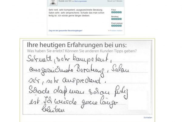 Karte Rezension handschriftlich Meinungsmeister