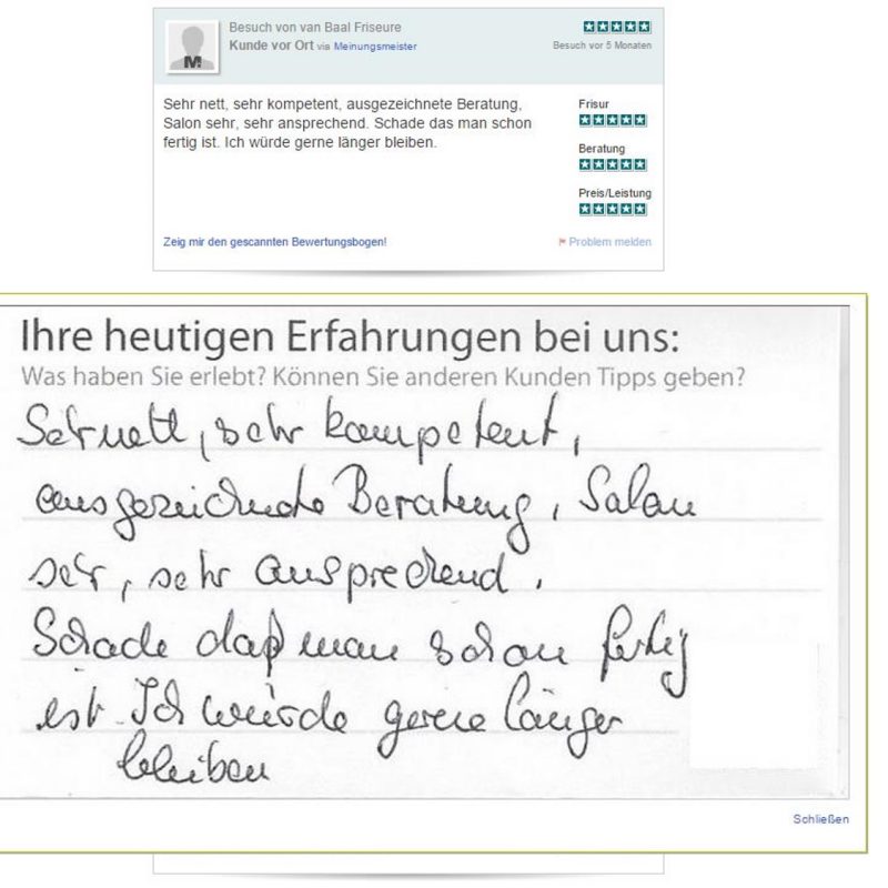 Karte Rezension handschriftlich Meinungsmeister