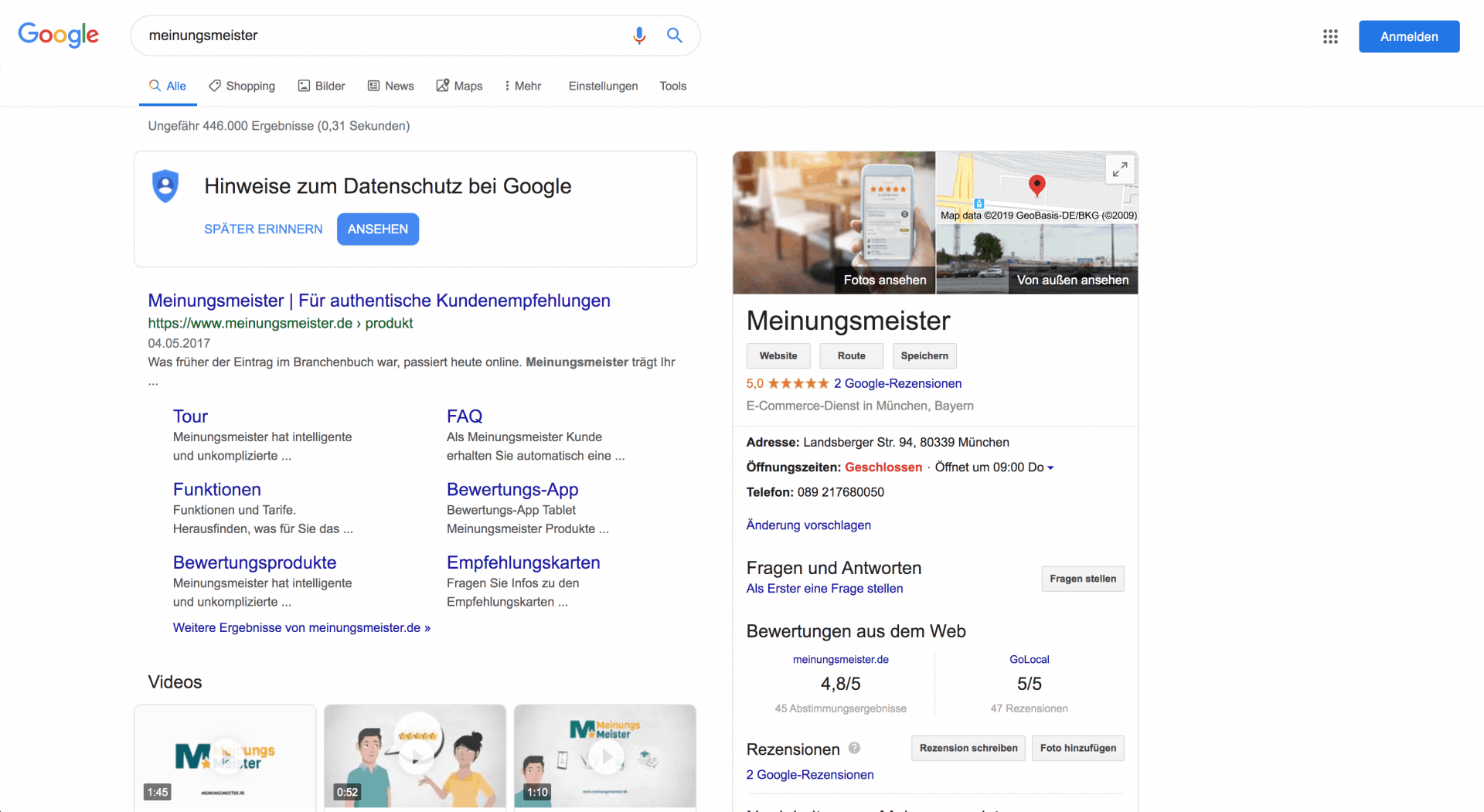 Meinungsmeister Google knowledge Graph Darstellung