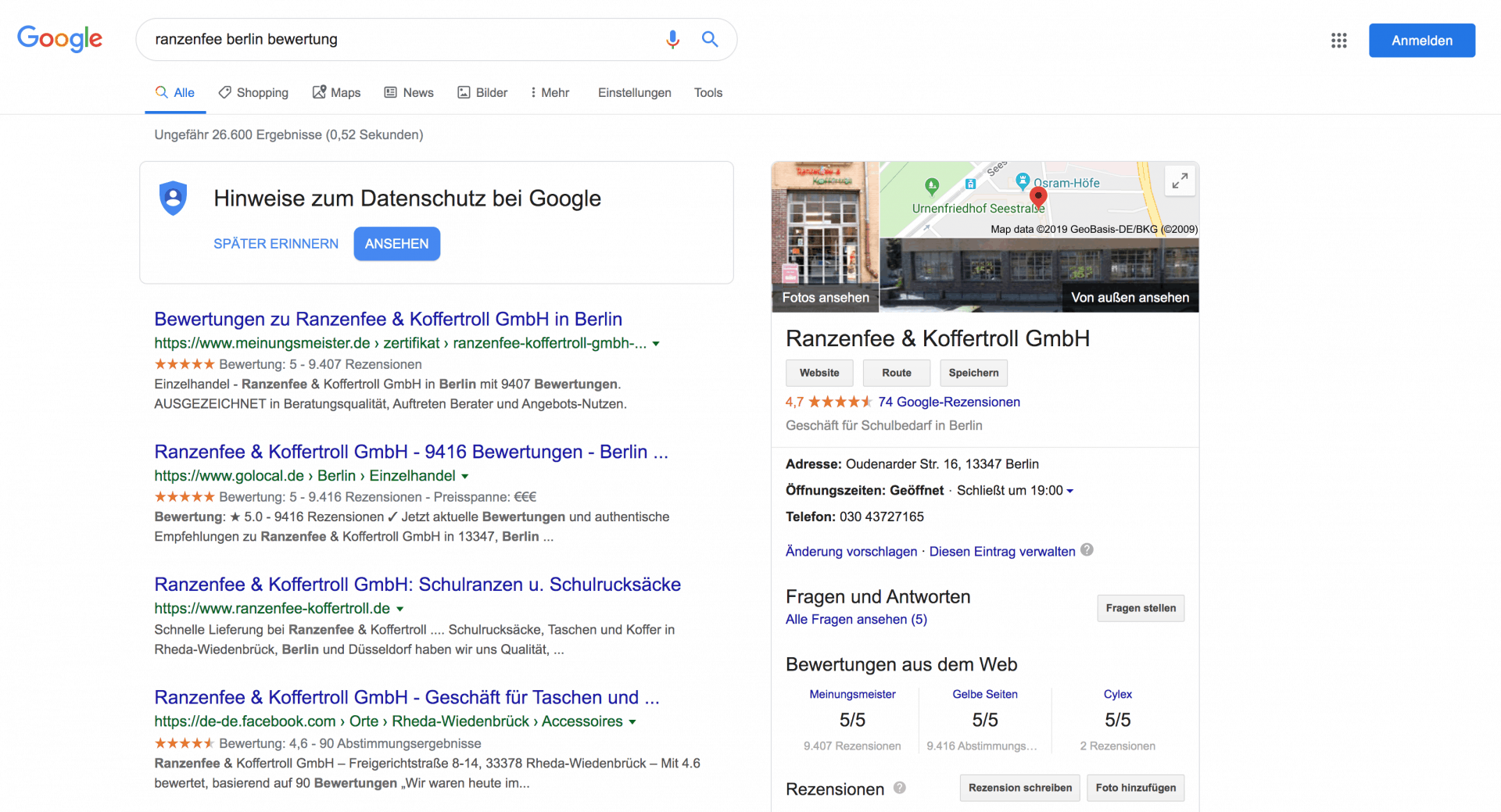 Ranzenfee Berlin Google Review Snippets