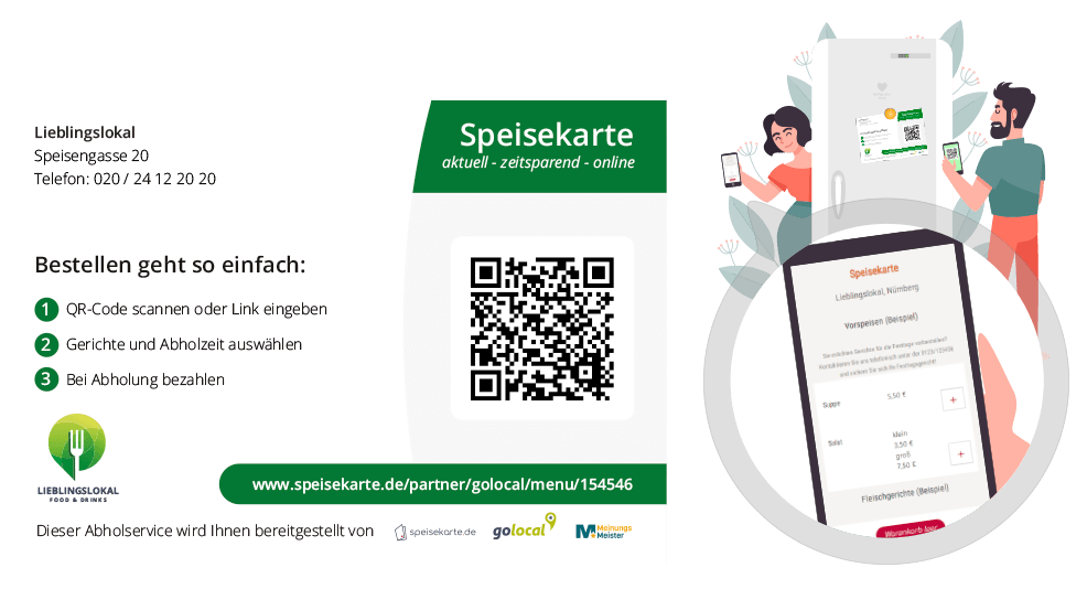 Bestell-Flyer Speisekarte mit Erklärung