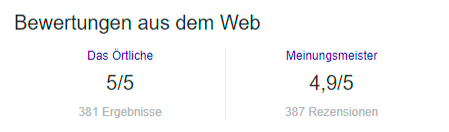 Bewertungen aus dem Web im Google Knowledge Panel