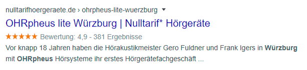 Sterne für eigenes Unternehmen bei Google