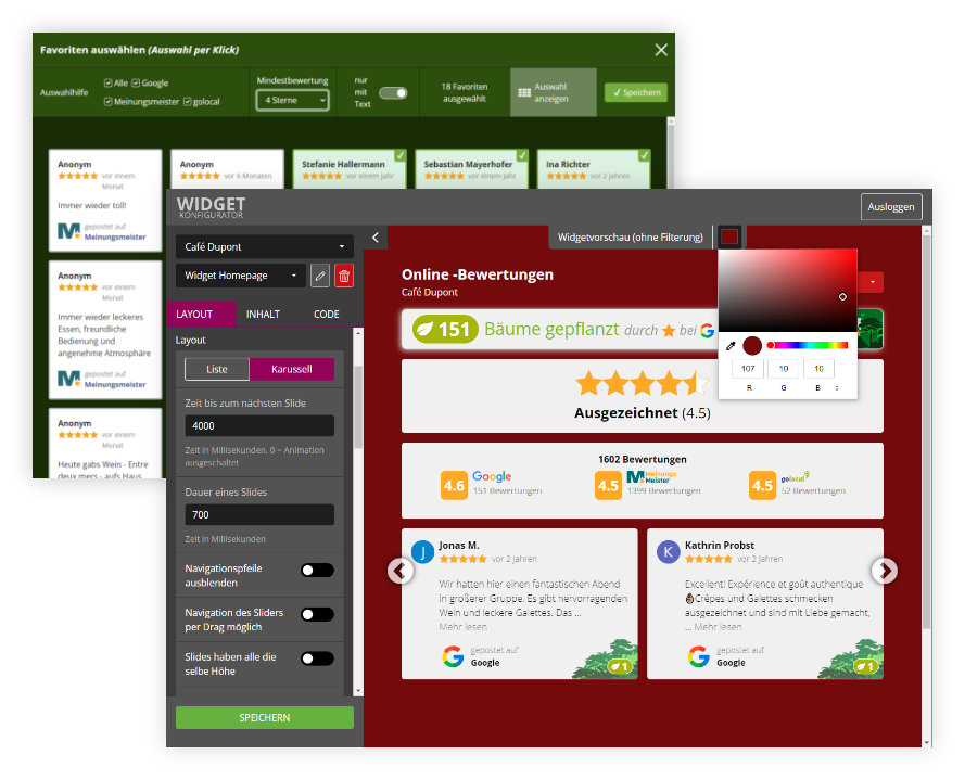 Konfigurator Meinungsmeister Google-Bewertungswidget